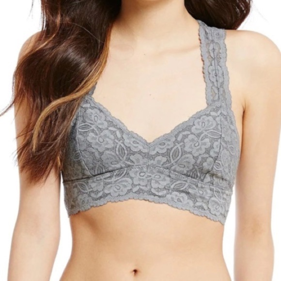 Intimately Free People Galloon Lace Racerback Bralette Light Grey Medium - Picture 7 of 7